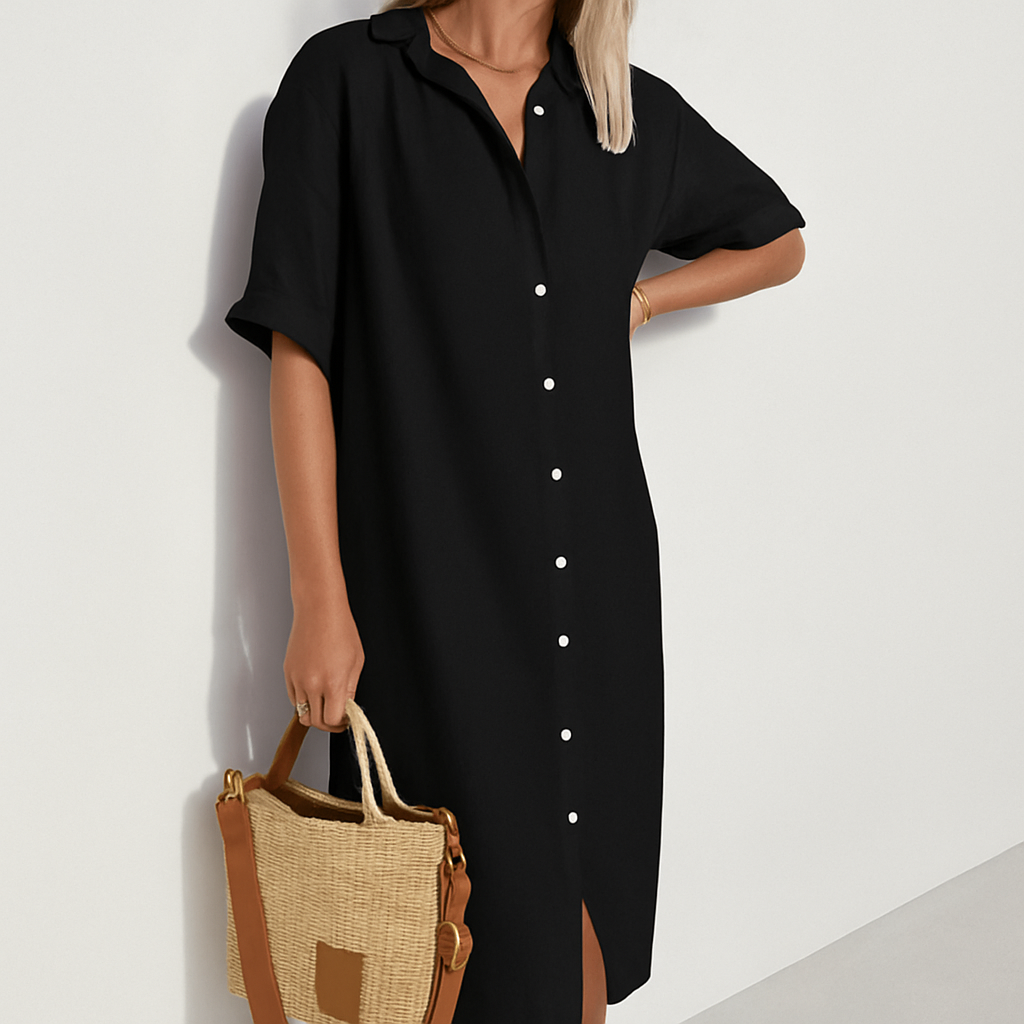 Elysia | Classic, Relaxed & Versatile Women’s Summer Dress - Button Down Midi Shirt Style 0