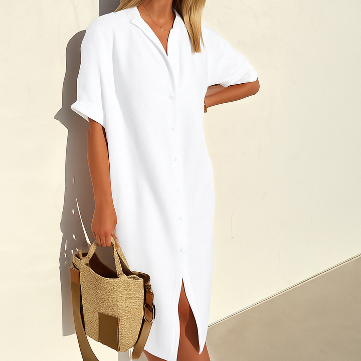 Elysia | Classic, Relaxed & Versatile Women’s Summer Dress - Button Down Midi Shirt Style 1
