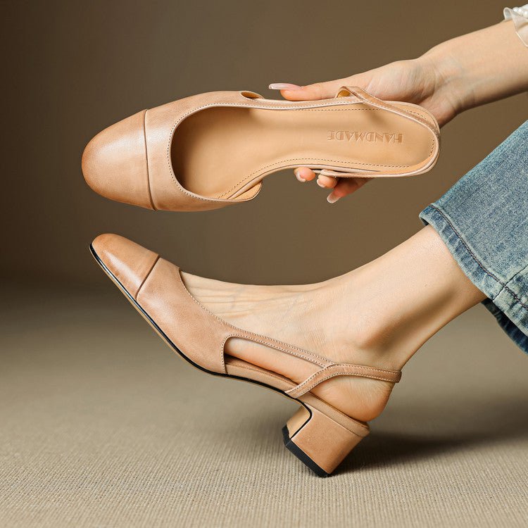 Elysia | Elegant Genuine Leather Slingback Heels with Block Heel 0