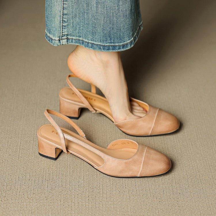 Elysia | Elegant Genuine Leather Slingback Heels with Block Heel 1
