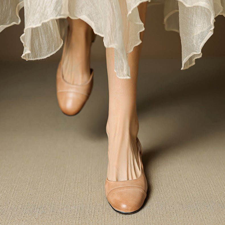 Elysia | Elegant Genuine Leather Slingback Heels with Block Heel 2