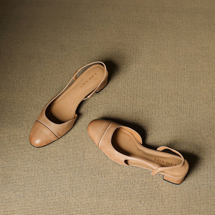 Elysia | Elegant Genuine Leather Slingback Heels with Block Heel 4