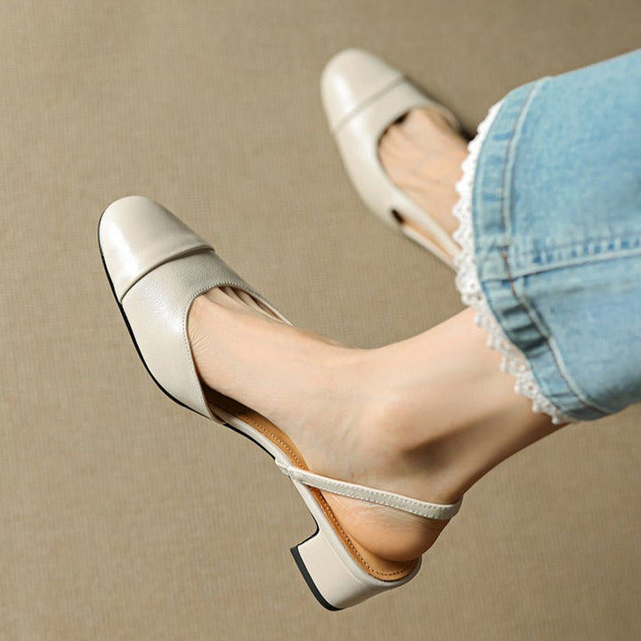 Elysia | Elegant Genuine Leather Slingback Heels with Block Heel 6