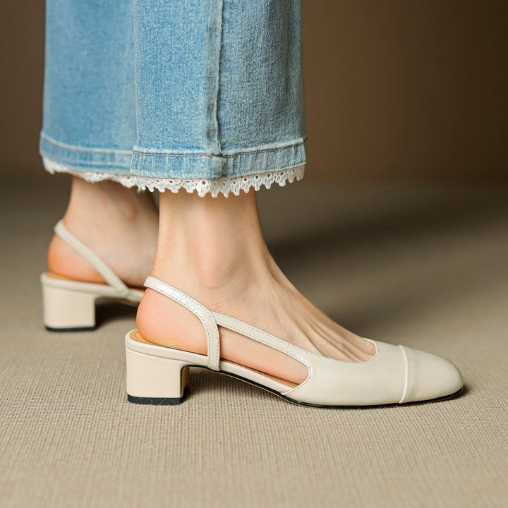 Elysia | Elegant Genuine Leather Slingback Heels with Block Heel 8