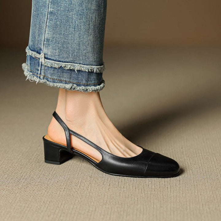 Elysia | Elegant Genuine Leather Slingback Heels with Block Heel 9