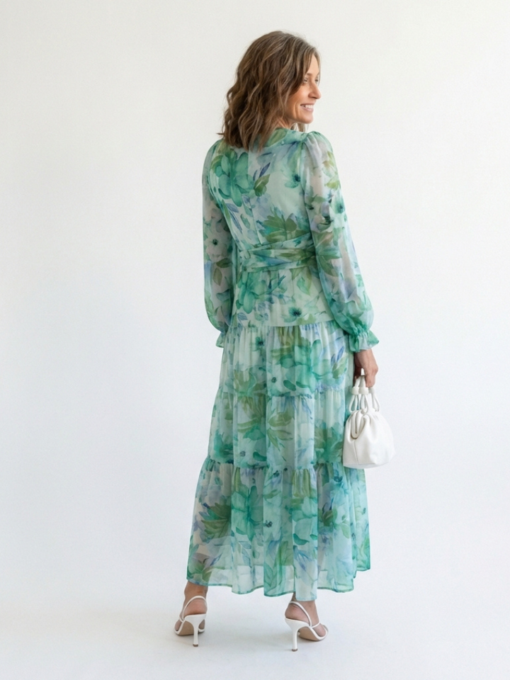 Emilia | Elegant Floral Print Long Sleeve Maxi Dress – Women's Dress for Summer & Wedding Guest Occasions 3
