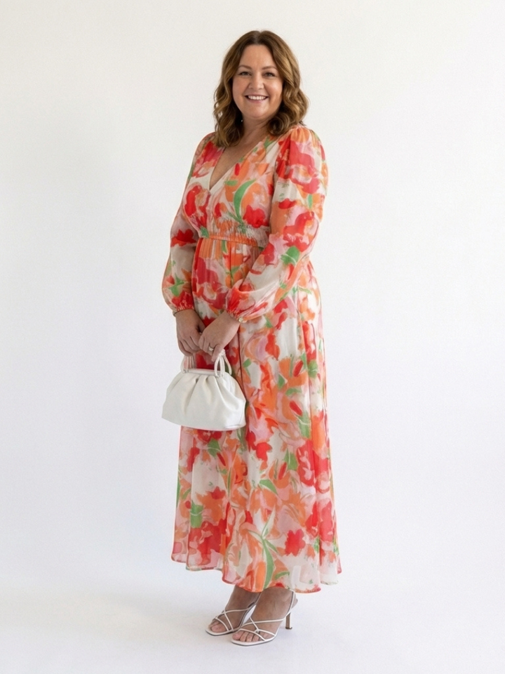 Emilia | Elegant Floral Print Long Sleeve Maxi Dress – Women's Dress for Summer & Wedding Guest Occasions 5