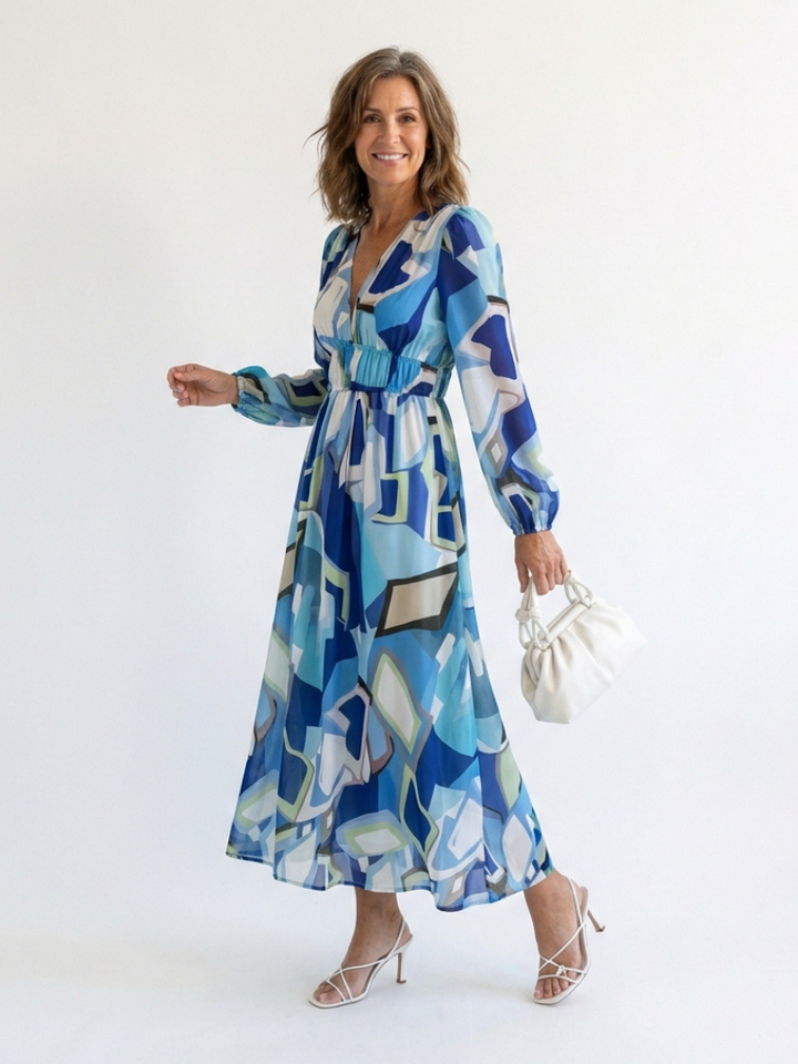 Emilia | Elegant Floral Print Long Sleeve Maxi Dress – Women's Dress for Summer & Wedding Guest Occasions 7