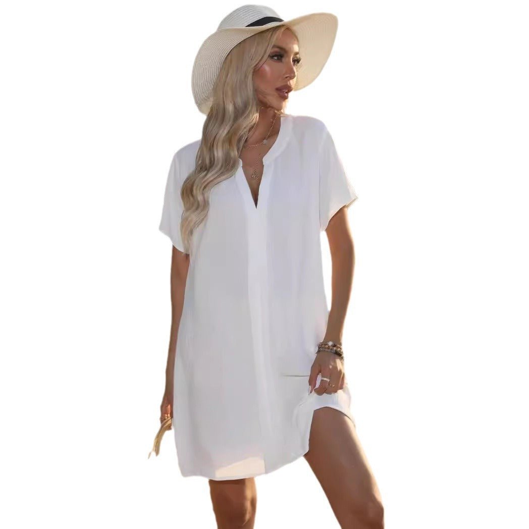 Emma | Women's Casual V-Neck Short Sleeve Tunic Shift Dress 5