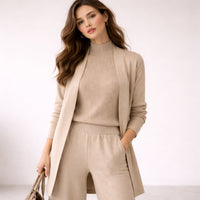 Emma | Elegantes dreiteiliges Strick-Loungewear-Set