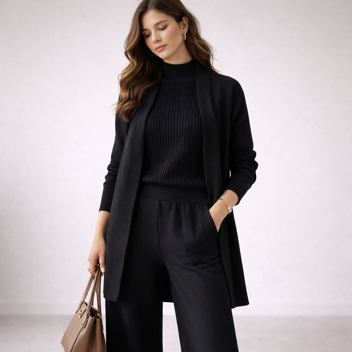 Emma | Women's Elegant Three-Piece Knit Lounge Set Evening Gown Cardigan 2
