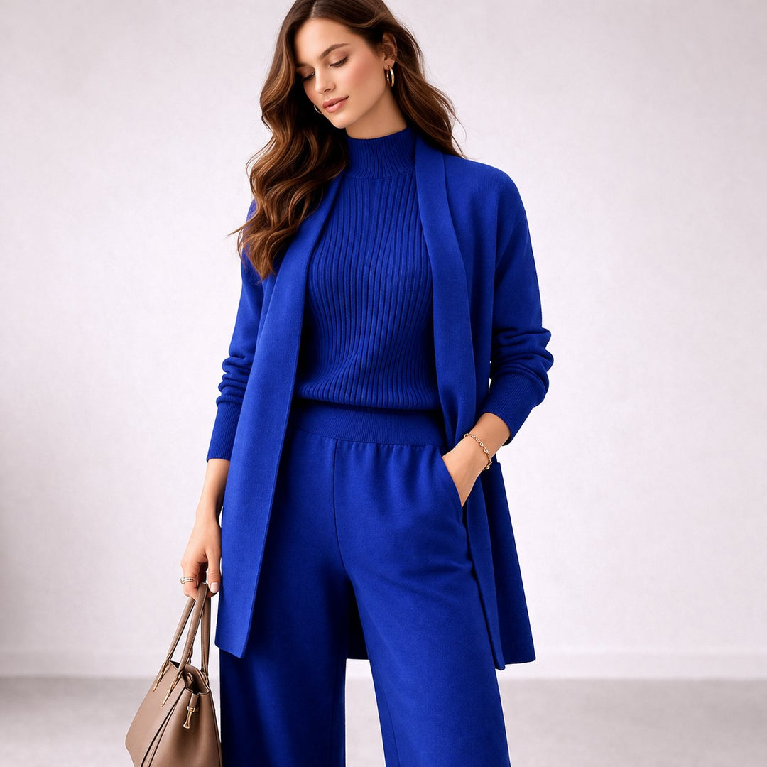 Emma | Women's Elegant Three-Piece Knit Lounge Set Evening Gown Cardigan 3