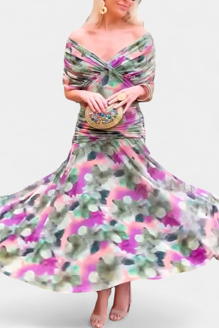 Eryzziah | Elegant Floral Print Summer Dress – Flattering V-Neck & Flowing Skirt for Wedding Guests 6