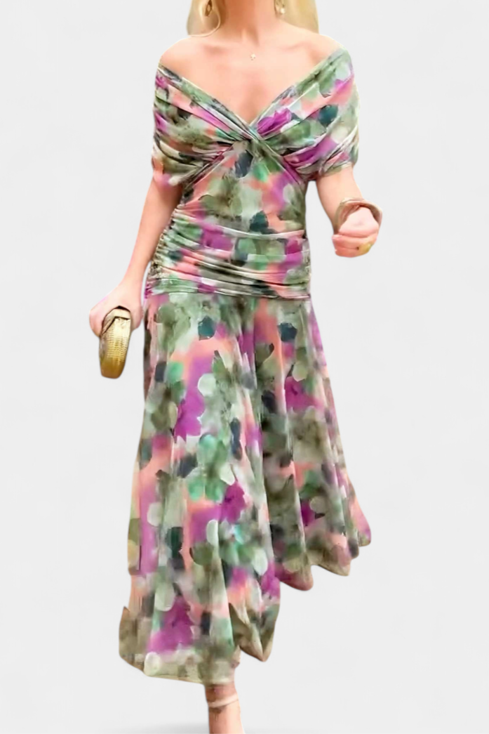 Eryzziah | Elegant Floral Print Summer Dress – Flattering V-Neck & Flowing Skirt for Wedding Guests 7