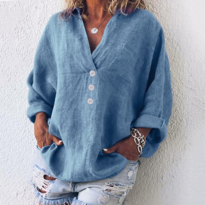 Evangeline | Elegant, Relaxed & Versatile Women's V-Neck Blouse 1