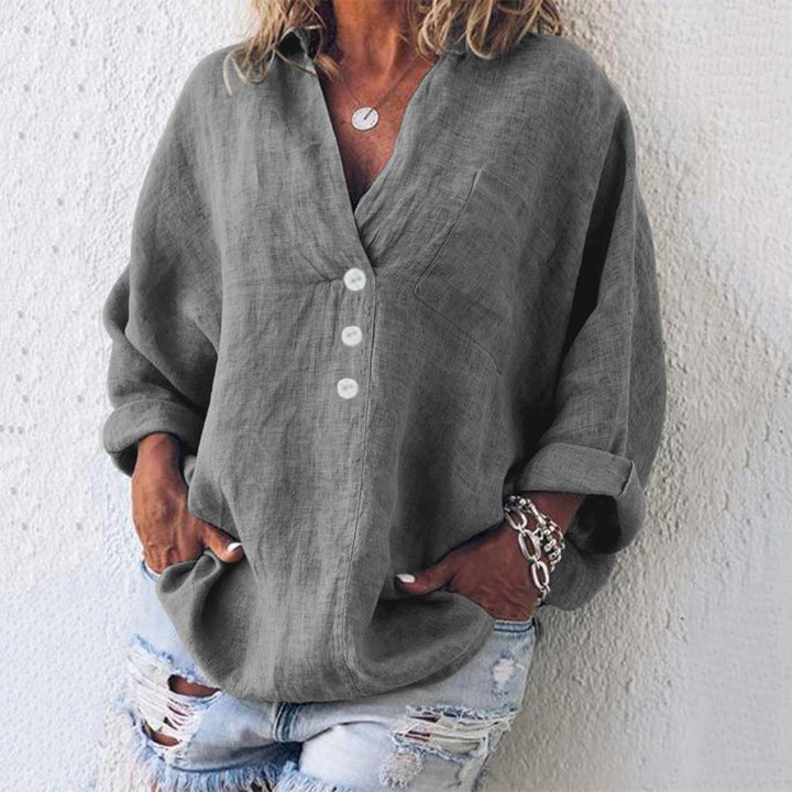 Evangeline | Elegant, Relaxed & Versatile Women's V-Neck Blouse 3