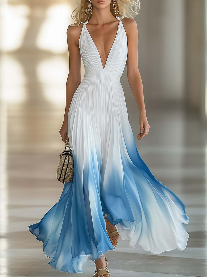 Evelina | Elegant V-Neck White Maxi Dress – Perfect for Summer & Formal Occasions 0