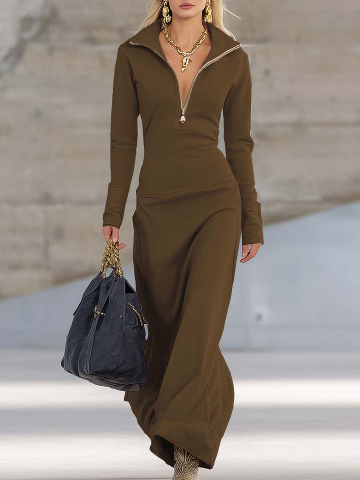 Evelyn | Cozy, Stylish & Versatile Women's Maxi Dress with Hooded Zip Front 10