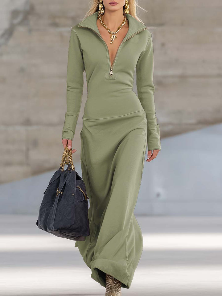 Evelyn | Cozy, Stylish & Versatile Women's Maxi Dress with Hooded Zip Front 11