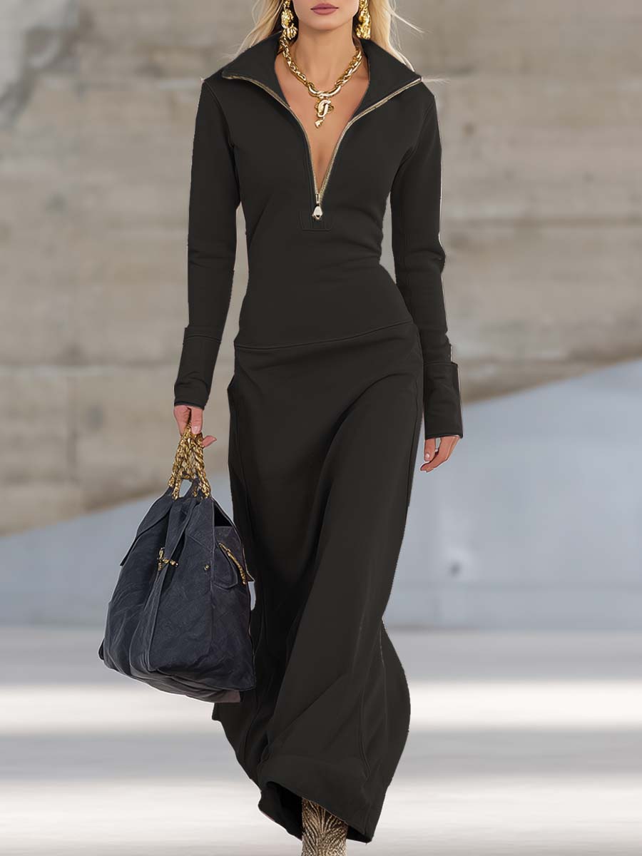 Evelyn | Cozy, Stylish & Versatile Women's Maxi Dress with Hooded Zip Front 9