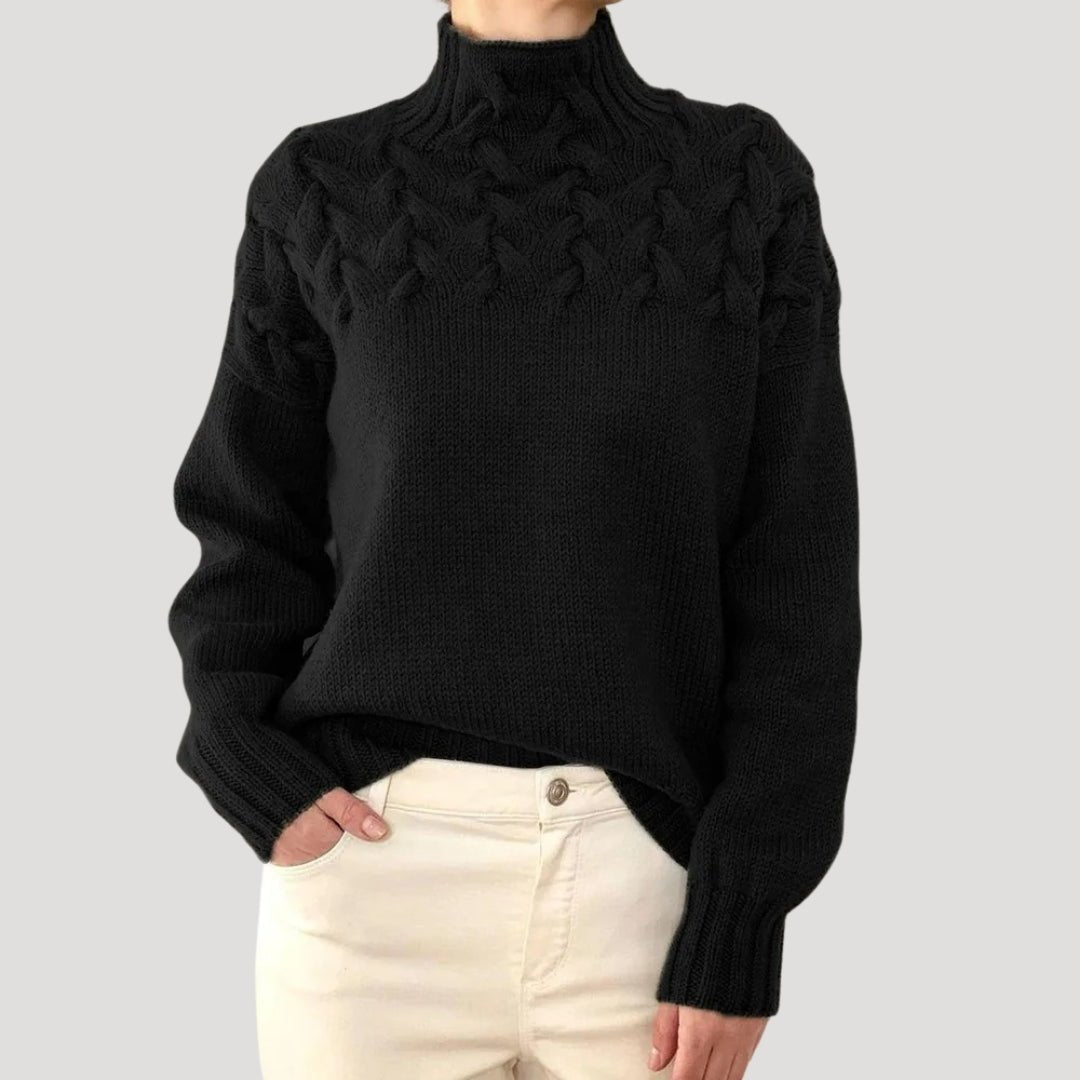 Evelyn | Women's Cable Knit Turtleneck Pullover Sweater 0