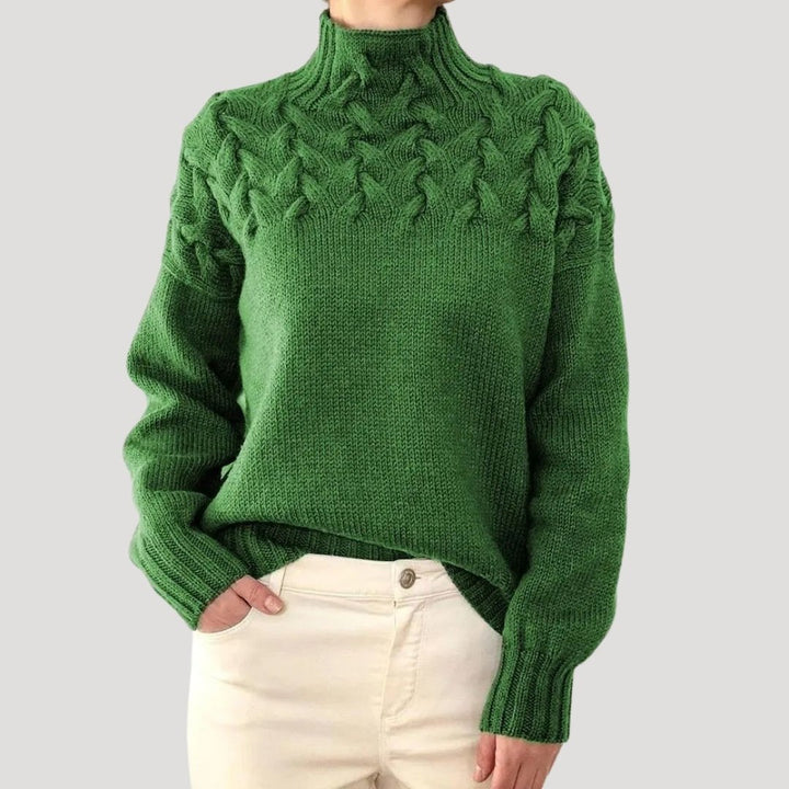 Evelyn | Women's Cable Knit Turtleneck Pullover Sweater 2