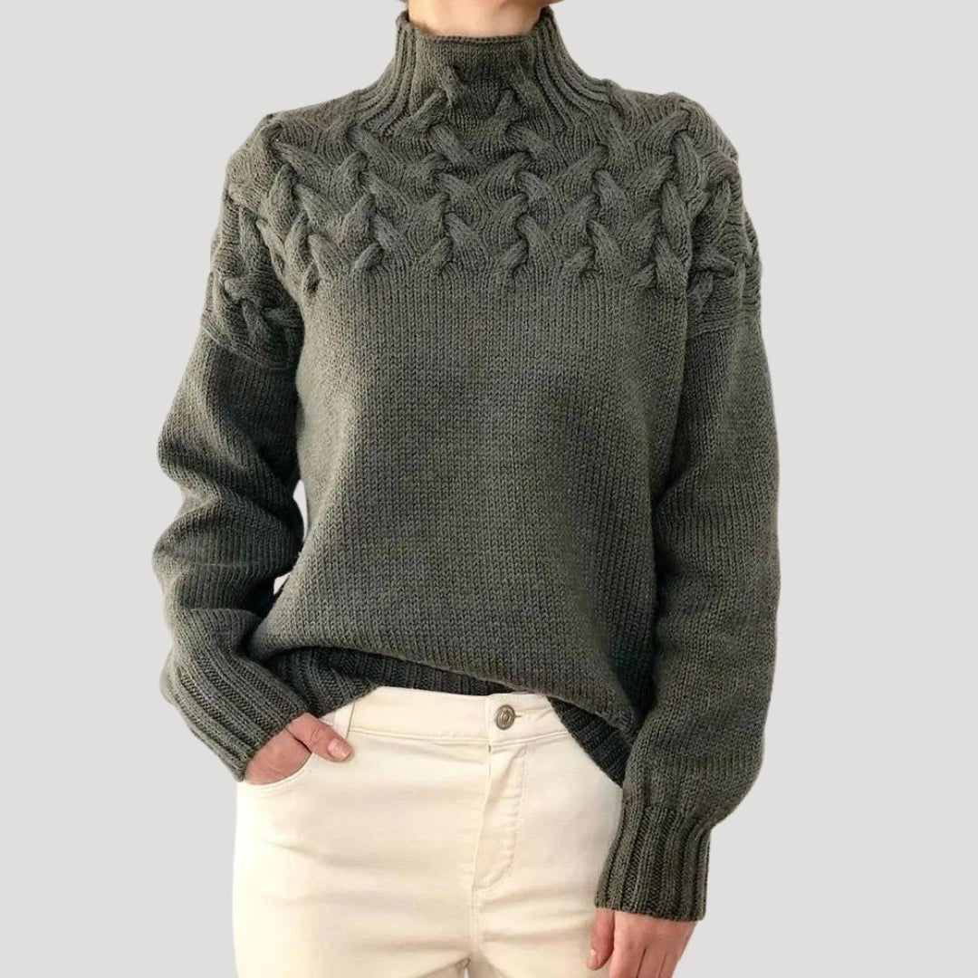 Evelyn | Women's Cable Knit Turtleneck Pullover Sweater 6