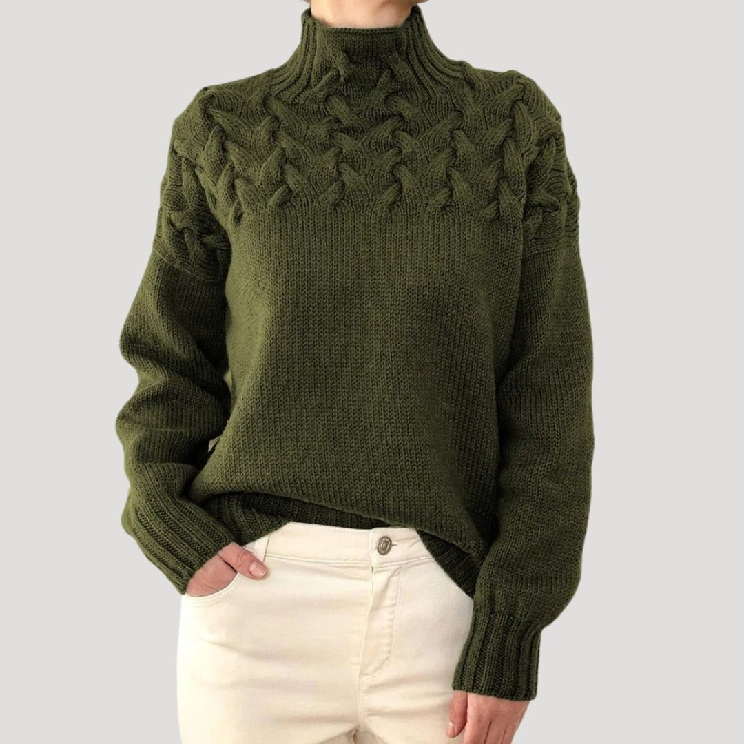 Evelyn | Women's Cable Knit Turtleneck Pullover Sweater 8