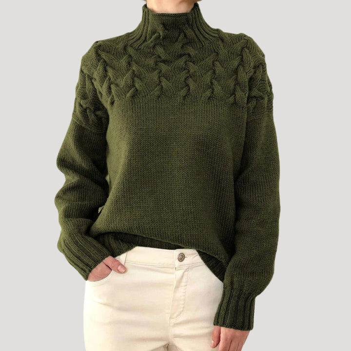 Evelyn | Women's Cable Knit Turtleneck Pullover Sweater 8