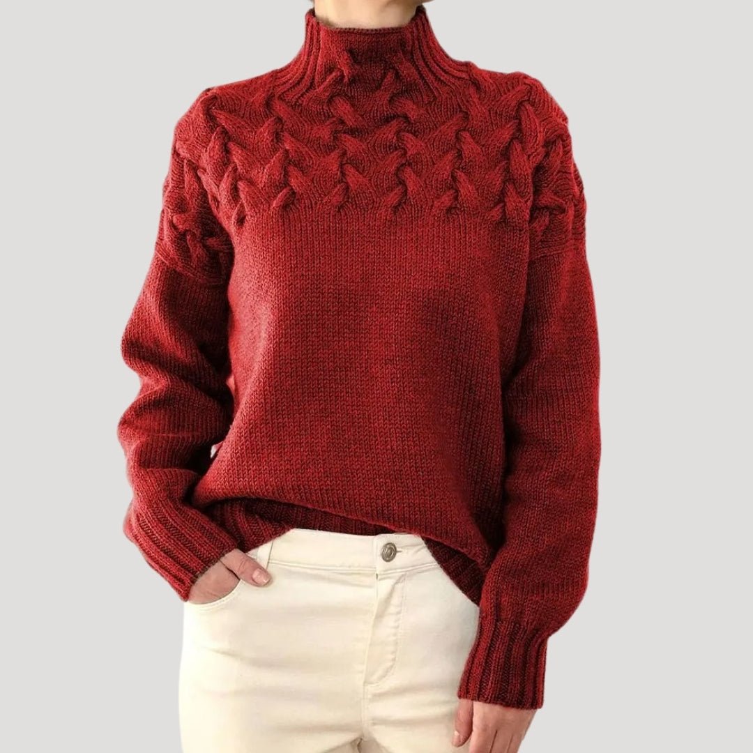 Evelyn | Women's Cable Knit Turtleneck Pullover Sweater 9