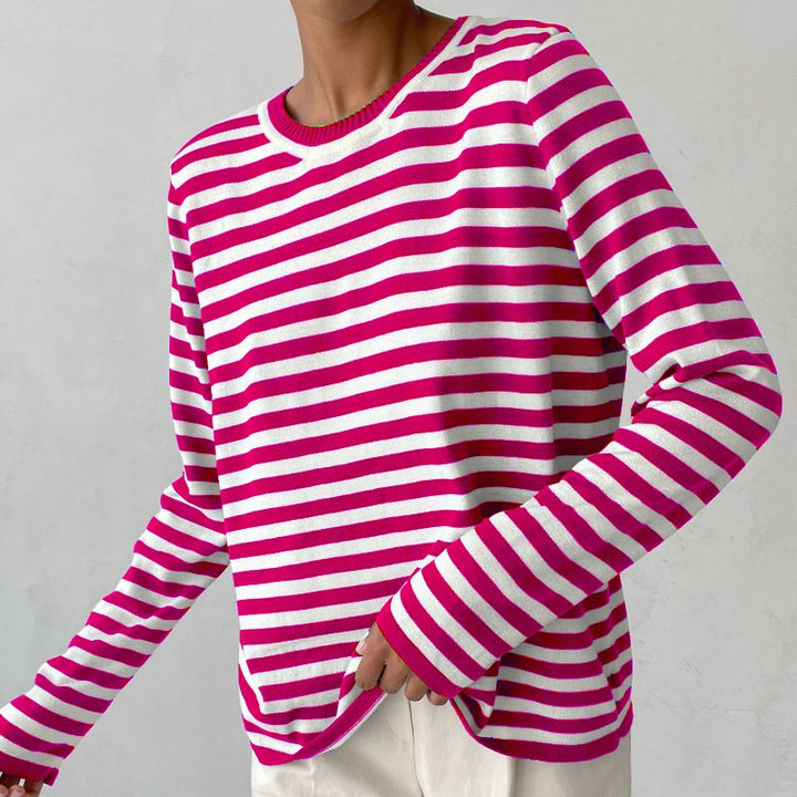 Evelyn | Women's Relaxed-Fit Nautical Striped Long Sleeve Sweater 5