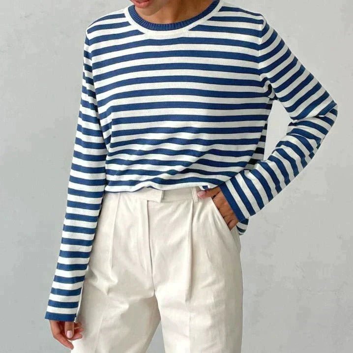Evelyn | Women's Relaxed-Fit Nautical Striped Long Sleeve Sweater 8