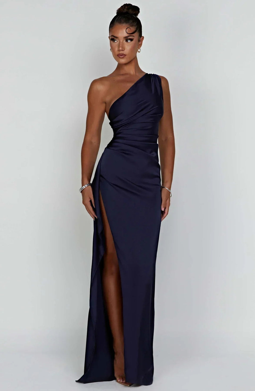 Felicity | Elegant Asymmetric Women's One Shoulder Ruched Maxi Dress for Cocktail & Formal Events 10