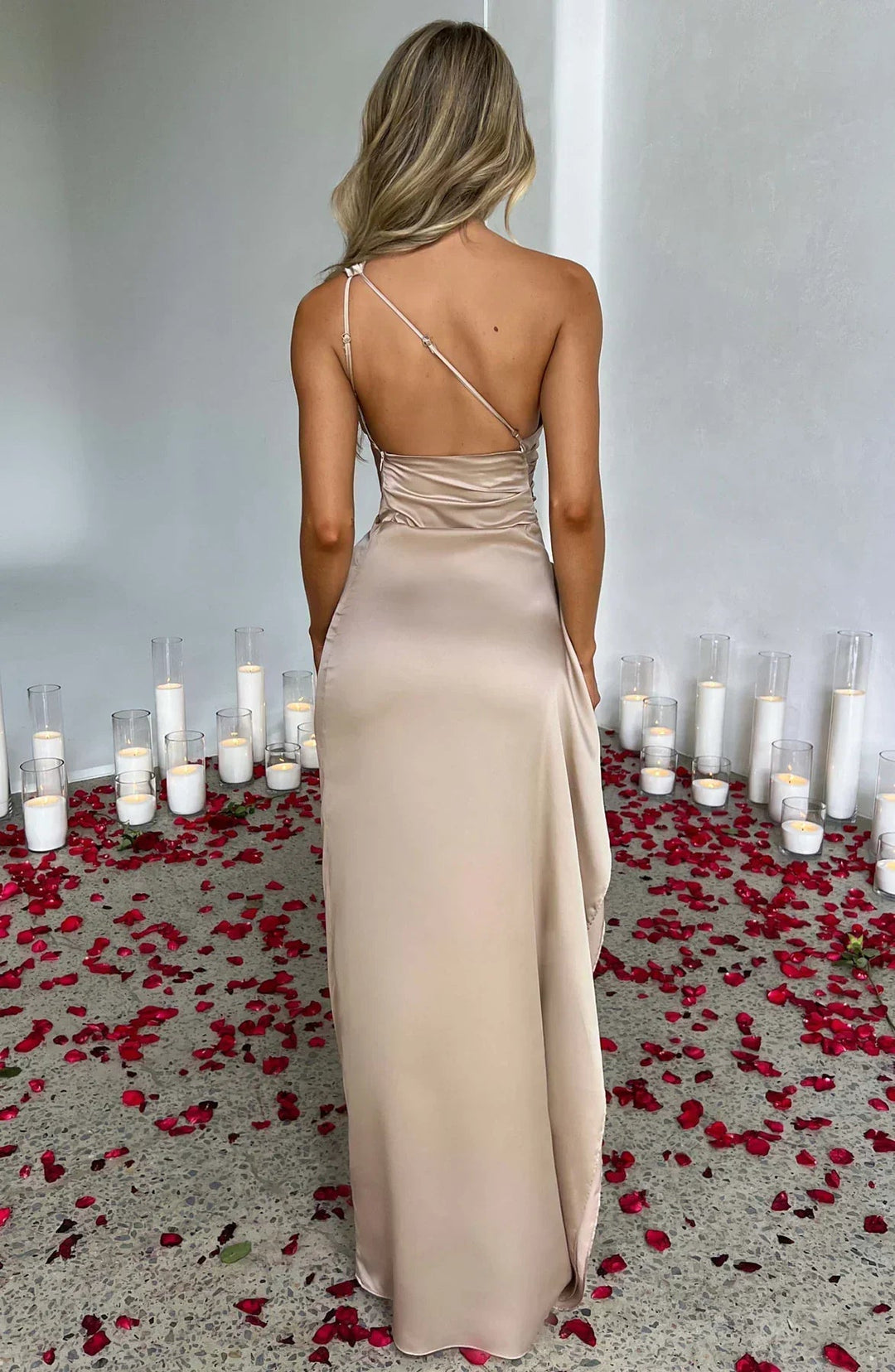 Felicity | Elegant Asymmetric Women's One Shoulder Ruched Maxi Dress for Cocktail & Formal Events 4
