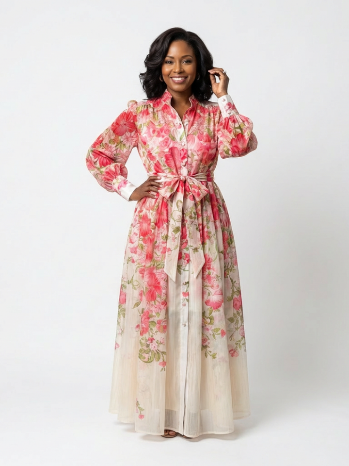 Felicity | Elegant Floral Print Long Sleeve Maxi Dress – Perfect for Wedding Guests & Summer Events 4