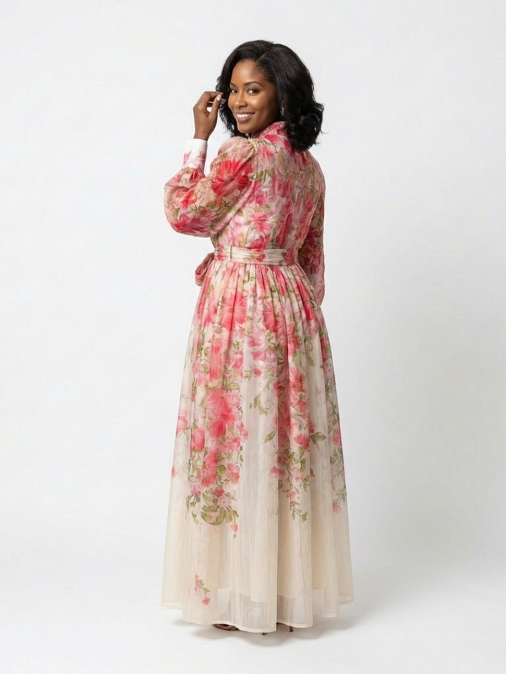 Felicity | Elegant Floral Print Long Sleeve Maxi Dress – Perfect for Wedding Guests & Summer Events 5
