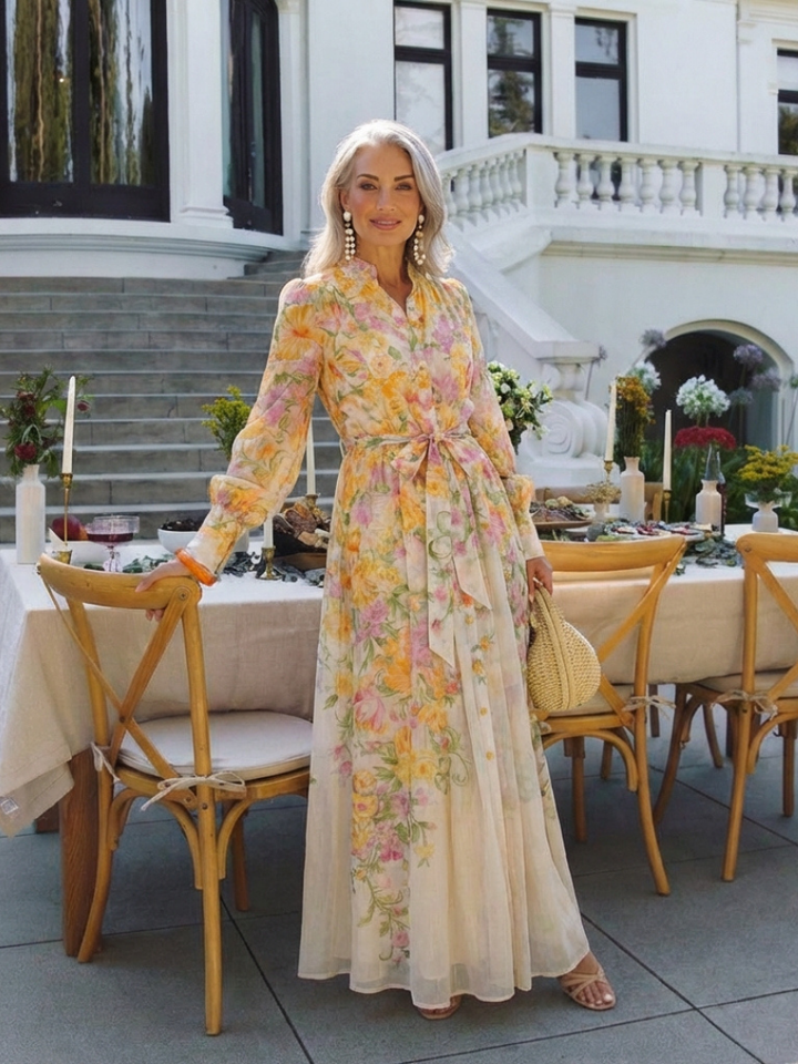Felicity | Elegant Floral Print Long Sleeve Maxi Dress – Perfect for Wedding Guests & Summer Events 7
