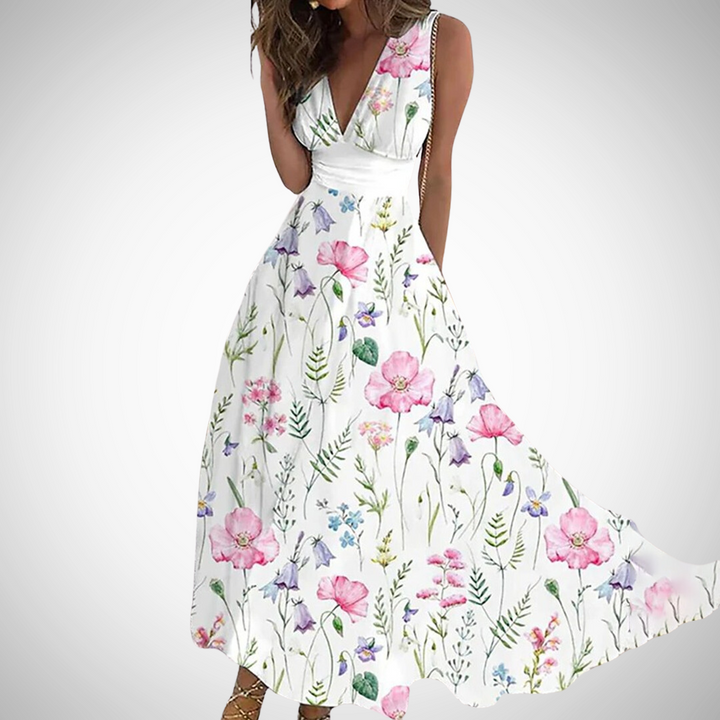Fleur | Elegant Floral Maxi Dress for Women – Sleeveless V-Neck in Plus Size Options 2