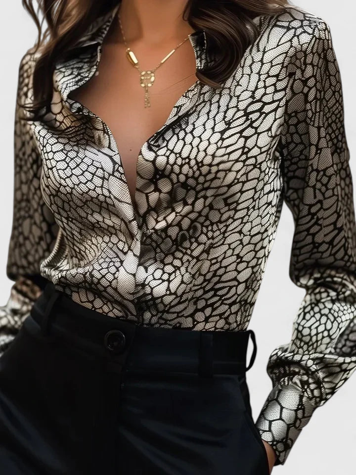 Fleur | Elegant Long Sleeve Leopard Print Blouse for Women 2