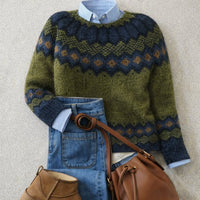 Freya | Locker geschnittener Rundhalspullover mit nordischem Fair-Isle-Strickmuster
