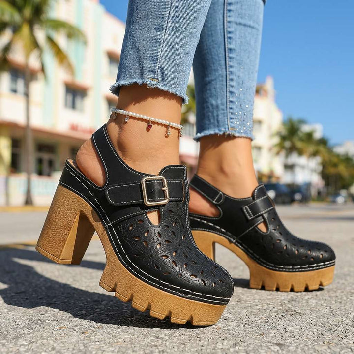 Florian | Platform Clogs Floral Cutout Chunky Block Heel Summer Style 2