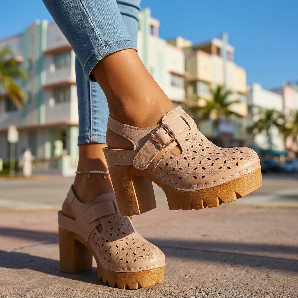 Florian | Platform Clogs Floral Cutout Chunky Block Heel Summer Style 5