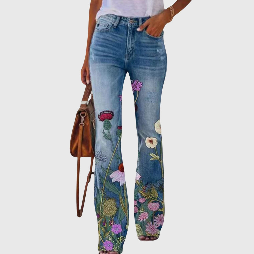 Florina | Elegant Floral Print Wide Leg Trousers for Women - Flattering & Comfortable Style 3