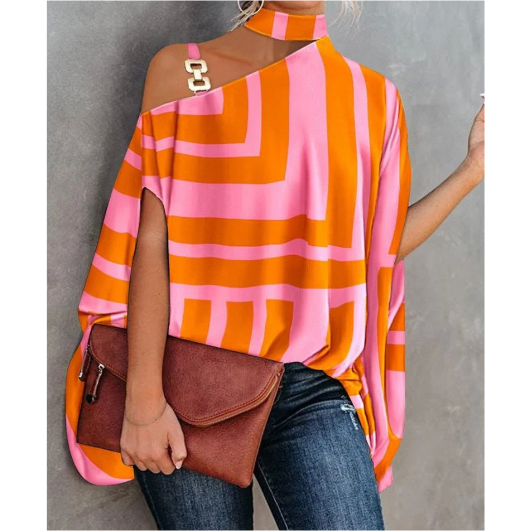 Francesca | Vibrant Striped Off Shoulder Ladies Tunic Top for Women 0