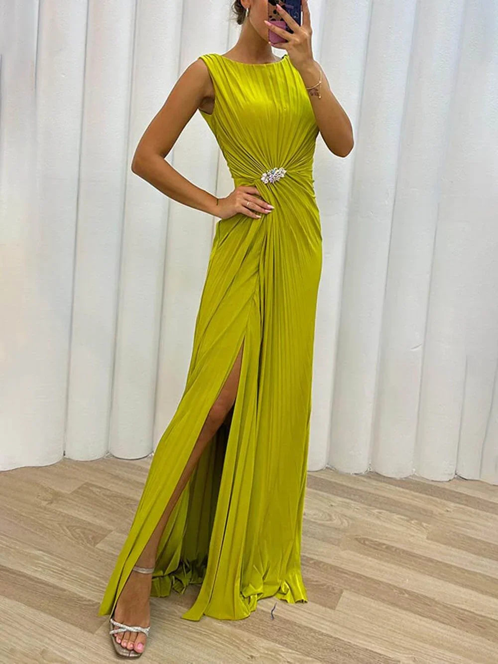 Freesia | Pleated Maxi Dress Elegant White Long Dress for Women 0