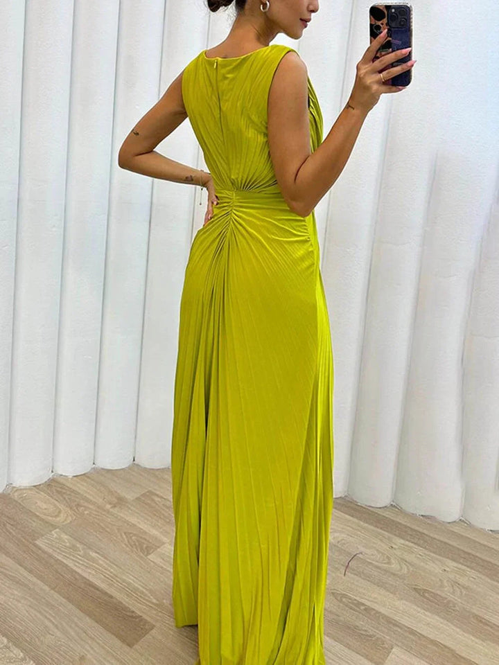 Freesia | Pleated Maxi Dress Elegant White Long Dress for Women 3