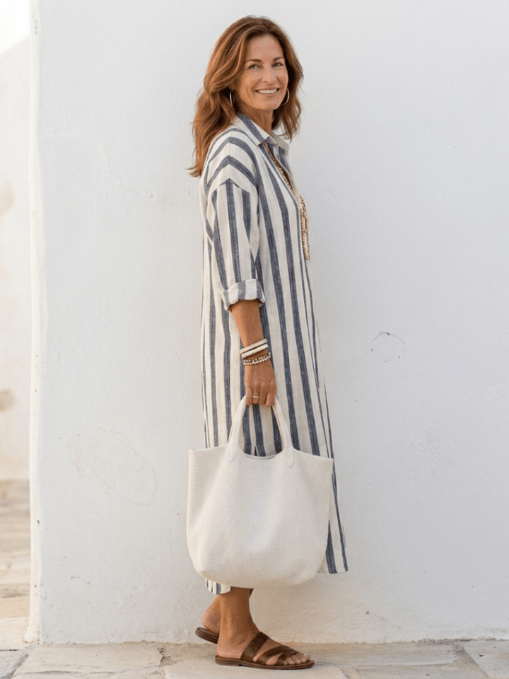 Fynix | Chic Midi Long Sleeve Shirt Dress for Women 1