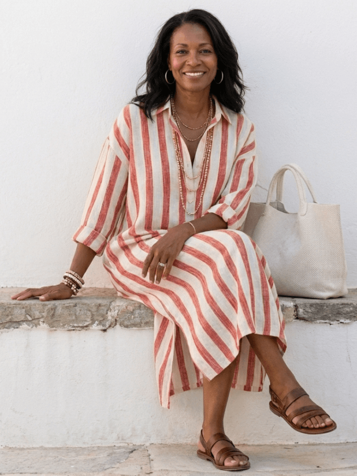 Fynix | Chic Midi Long Sleeve Shirt Dress for Women 5