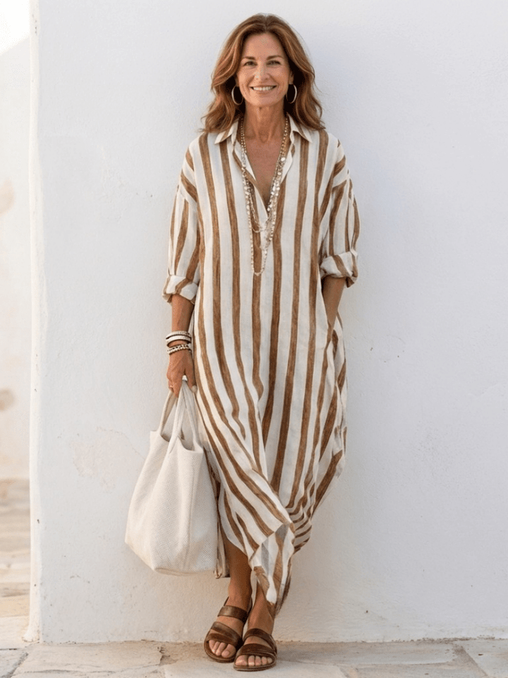 Fynix | Chic Midi Long Sleeve Shirt Dress for Women 6