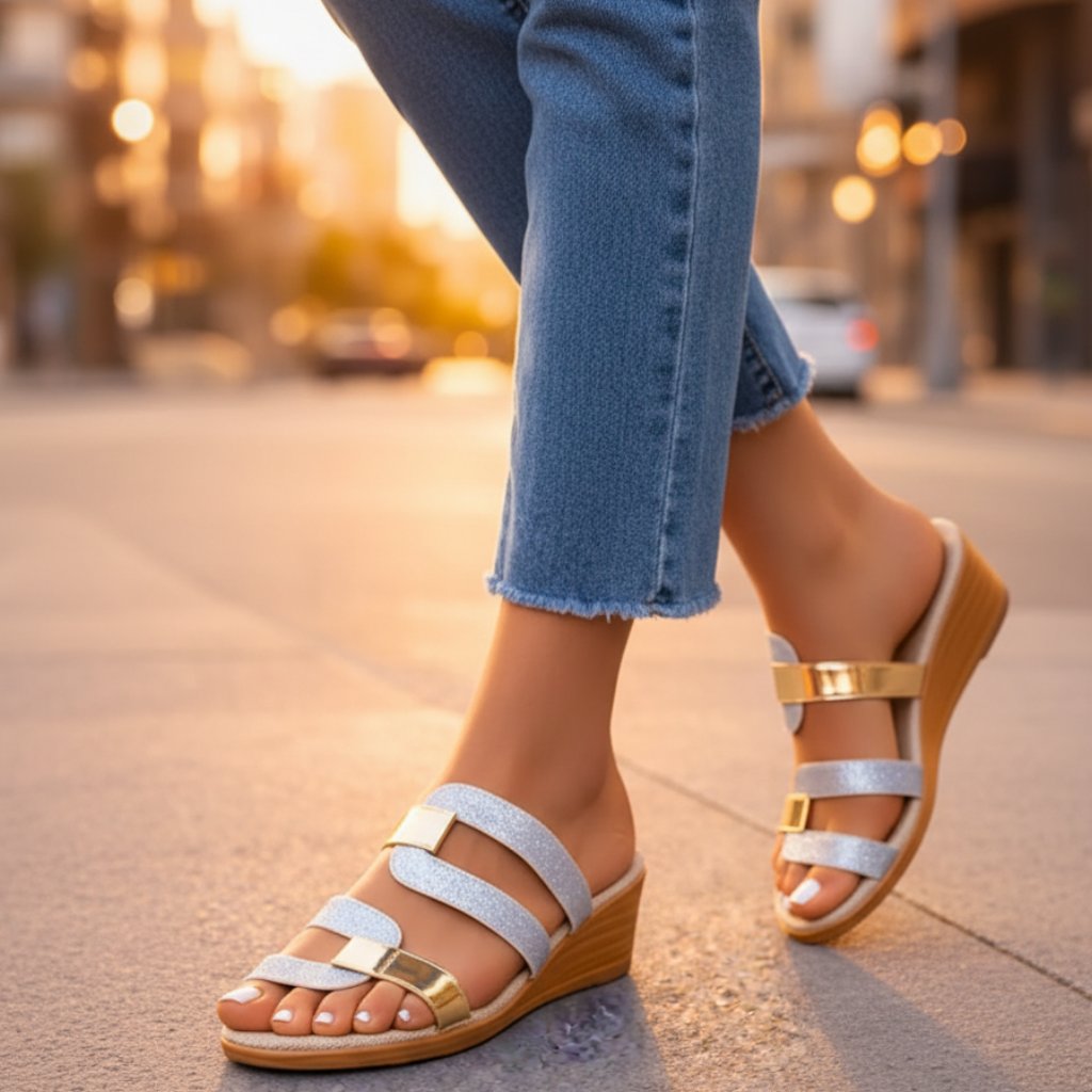 Glimmer | Stylish & Comfortable Women’s Sandals – Orthopedic Design with Gold Accents 1